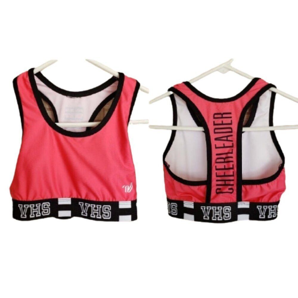 Junior XS Sports Bra Pink VHS Cheerleader Racerback Sports Bra Top
